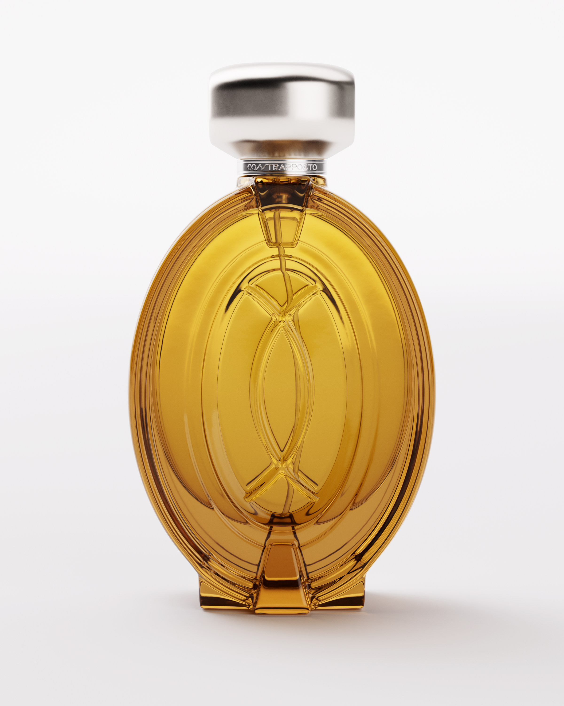 Lubanite Extrait de Parfum, amber glass bottle with silver cap, front view