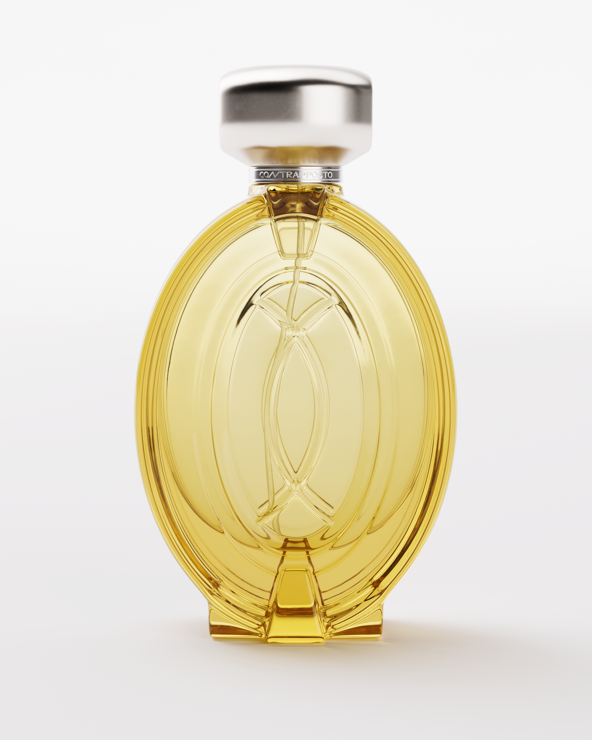 Melting Flowers Extrait de Parfum, yellow glass bottle with silver cap, front view