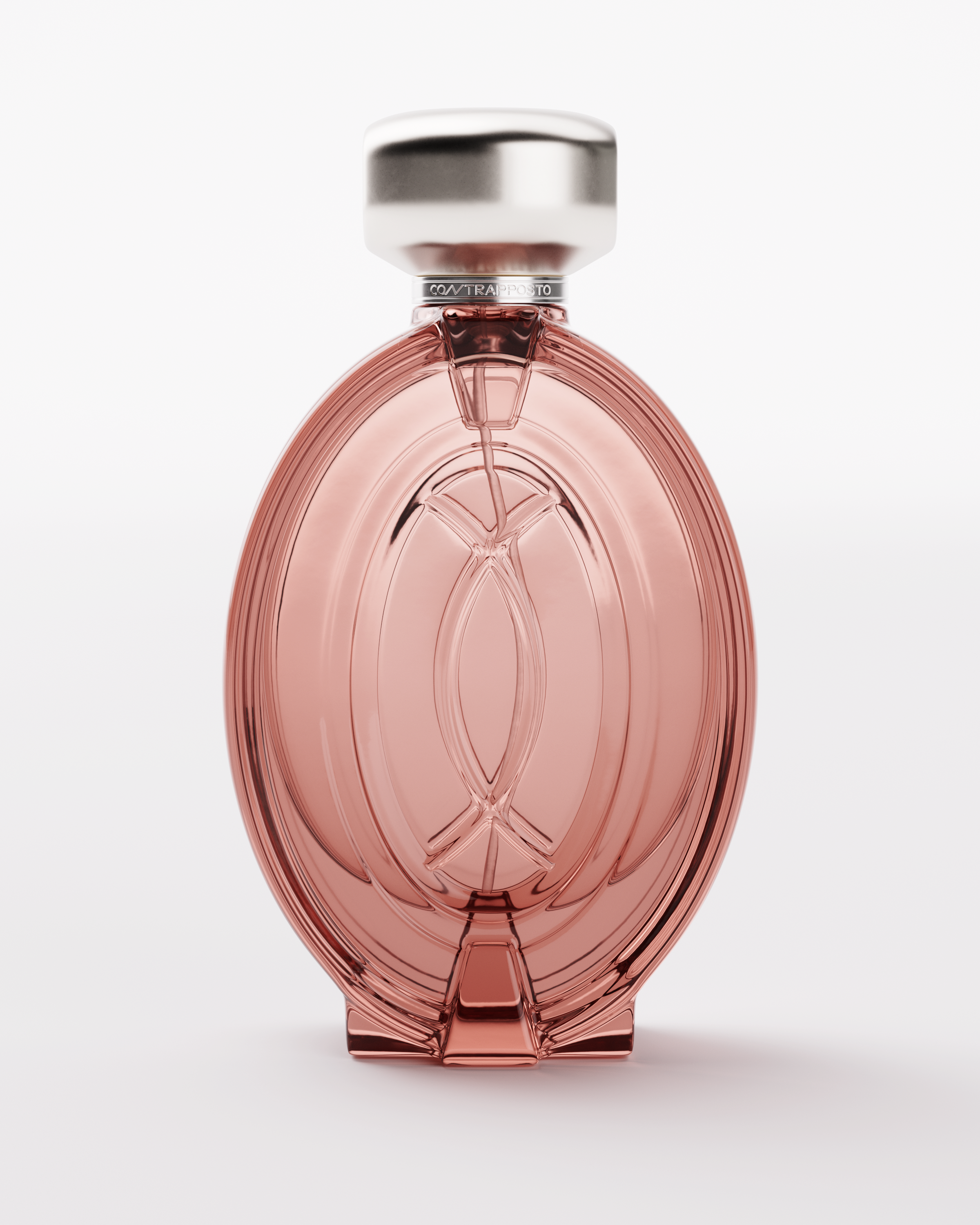 Musc Pétille Extrait de Parfum, pink glass bottle with silver cap, front view