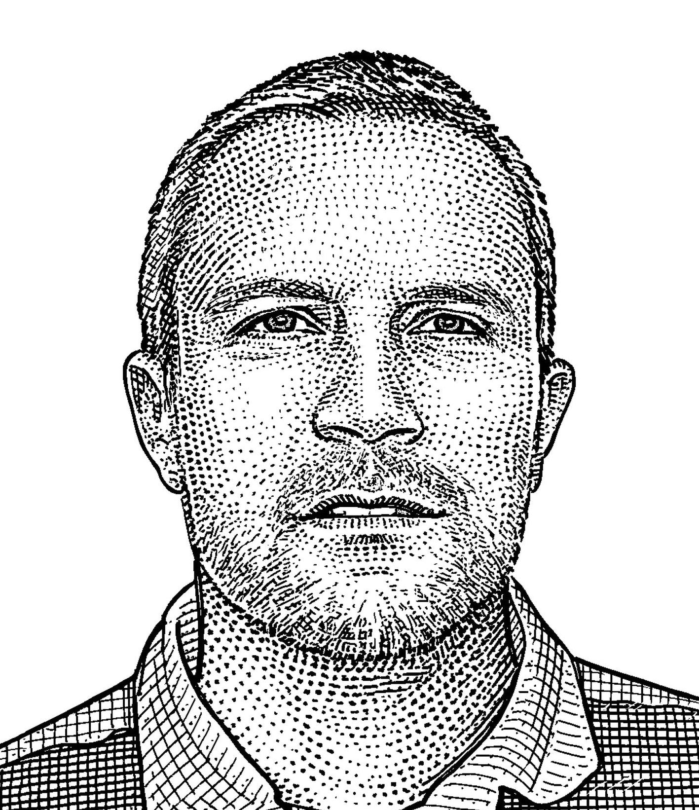 Brian Roettinger, designer, engraved portrait
